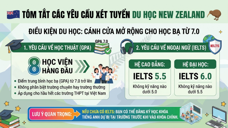 Yêu cầu du học New Zealand